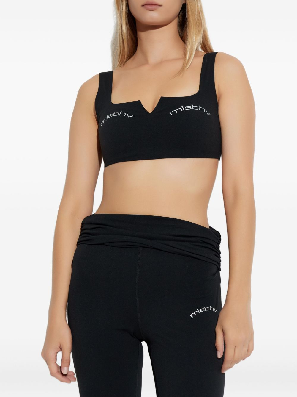 v-neck logo crop top - 3