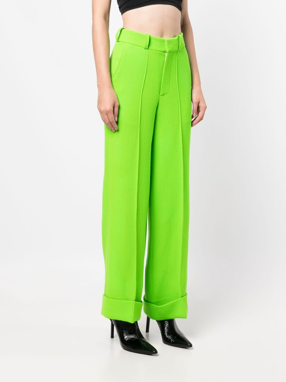 wide-leg turn-up trousers - 3