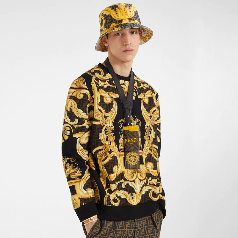 FENDI Fendace card holder in multicolor fabric outlook