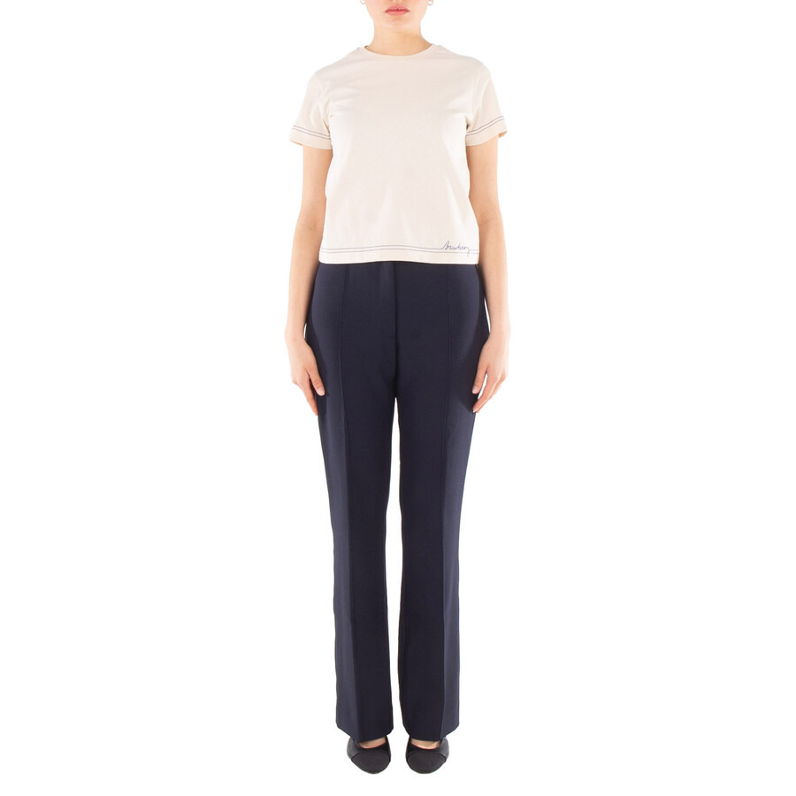 Burberry Logo Embroidered Cotton T-Shirt - 4
