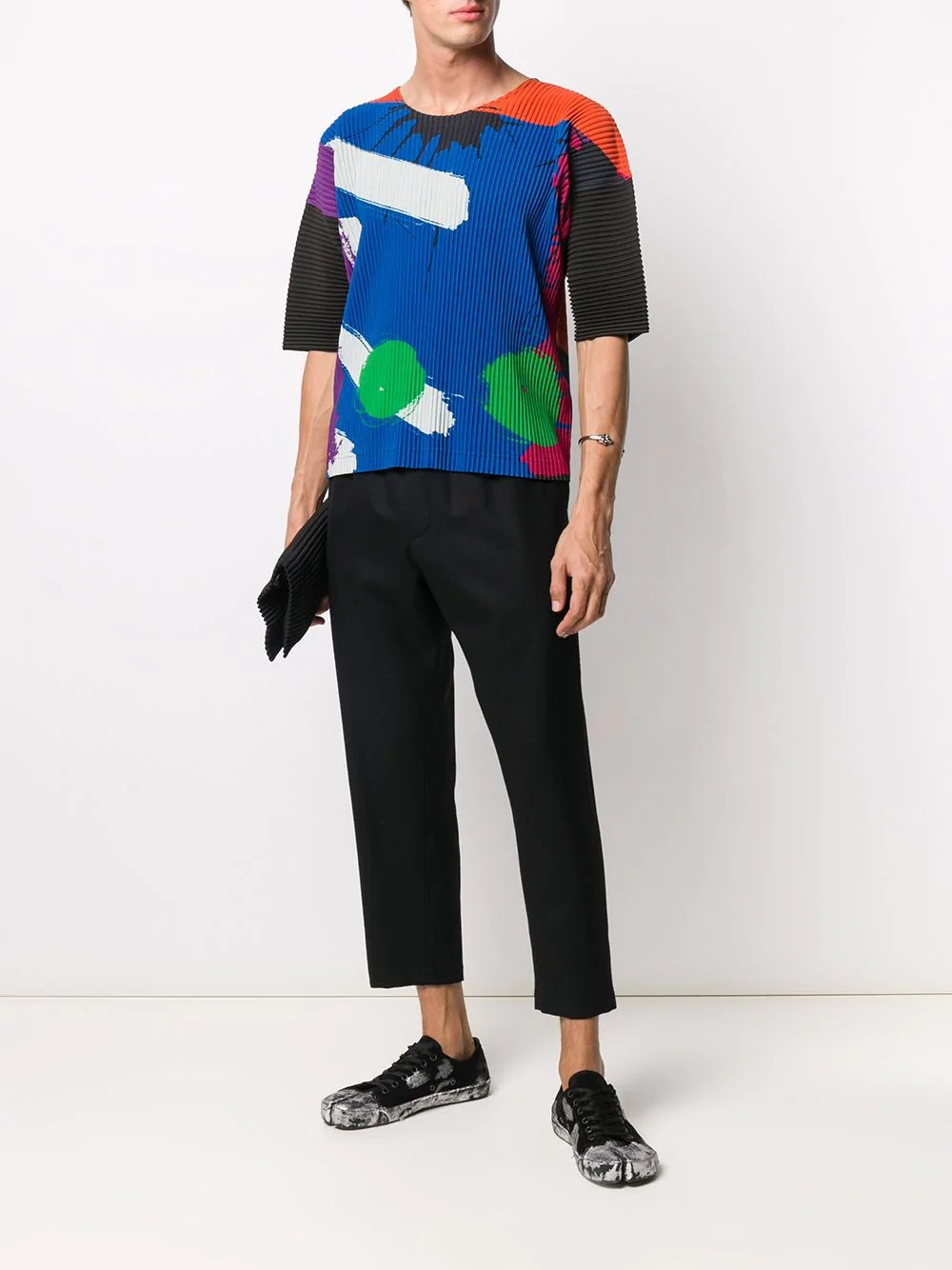 pleated abstract T-shirt - 2