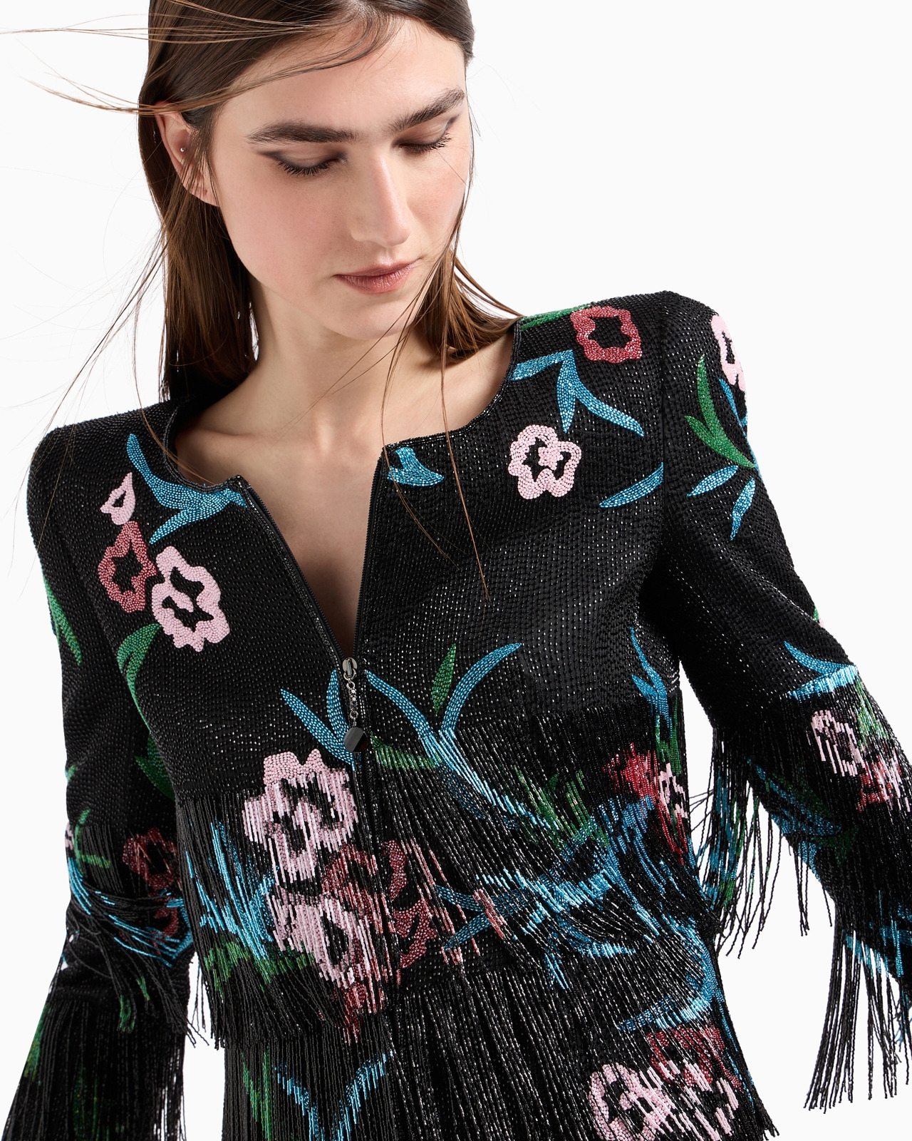 SILK-ORGANZA JACKET WITH FLORAL EMBROIDERY - 6