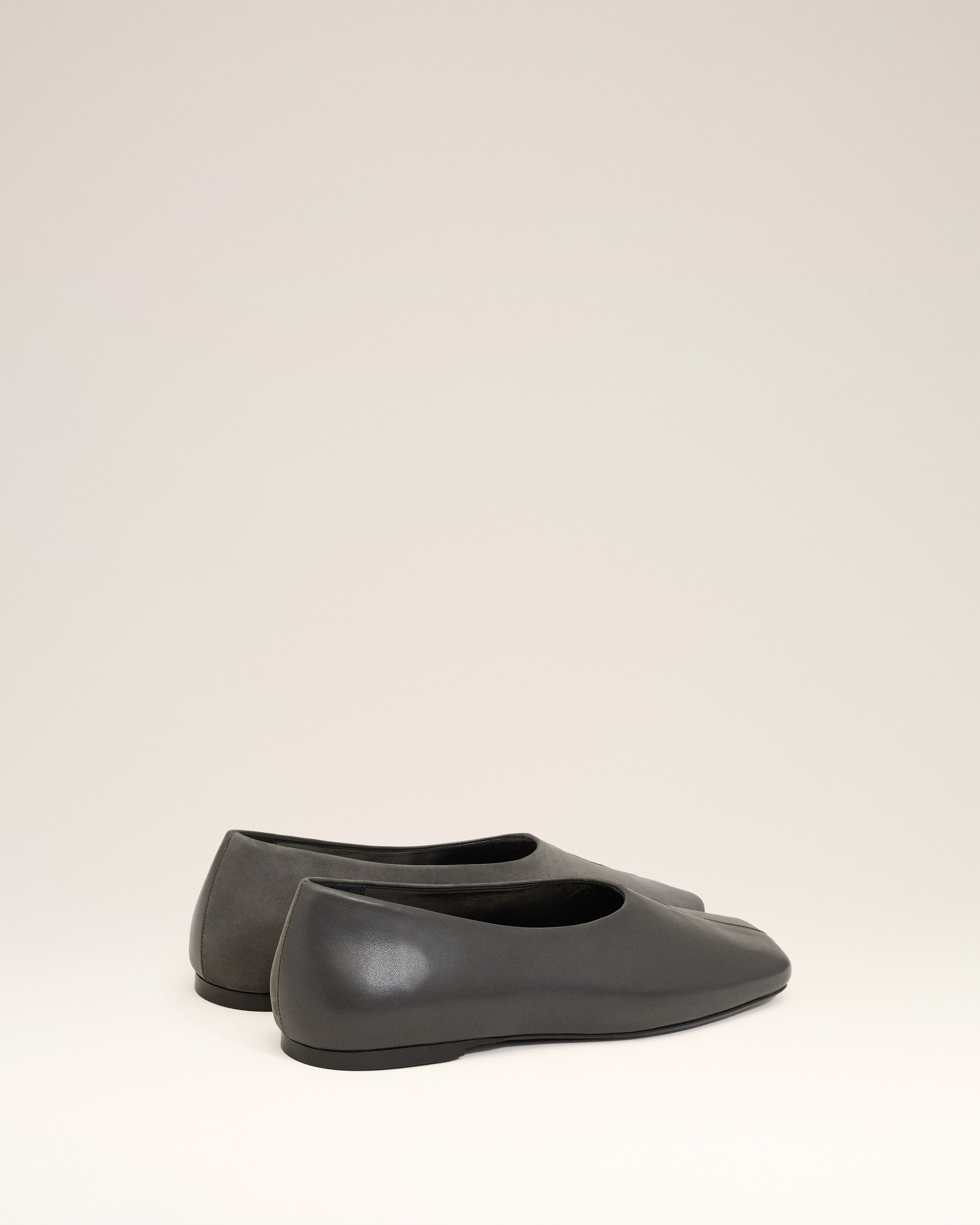 BLACK LEATHER BICOLOR BALLERINAS - 4