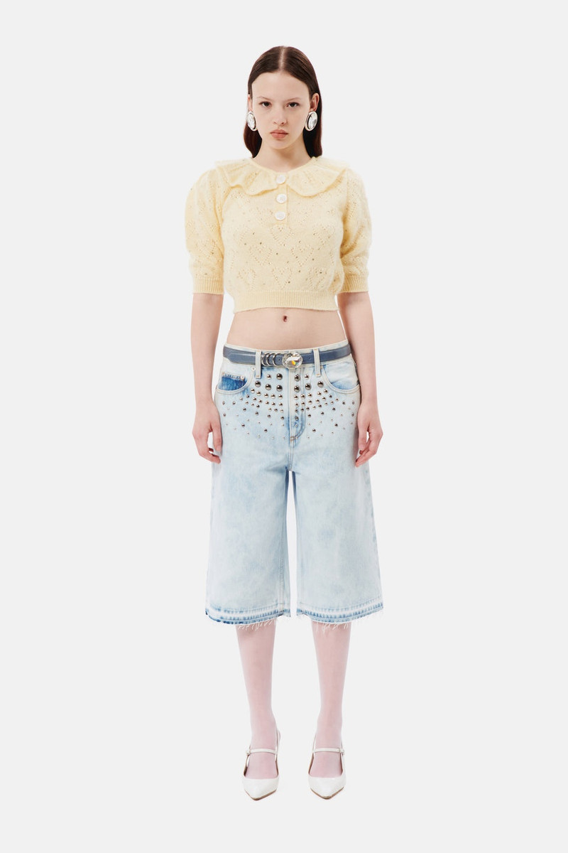 Alessandra Rich DENIM BERMUDA WITH STUDS outlook