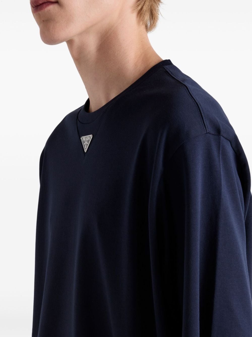 enamel triangle-logo cotton T-shirt - 5