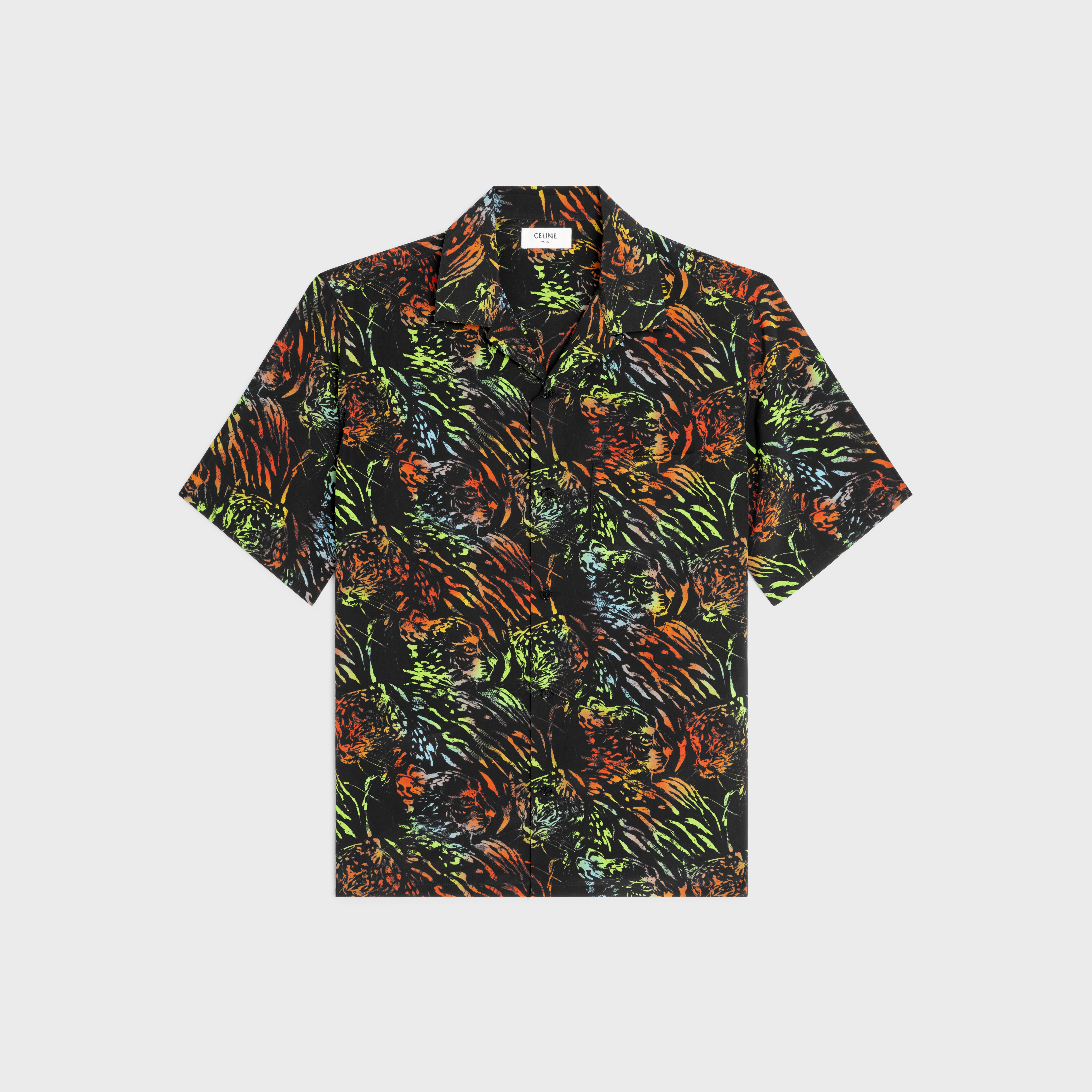 hawaiian shirt in printed crepe de chine - 1