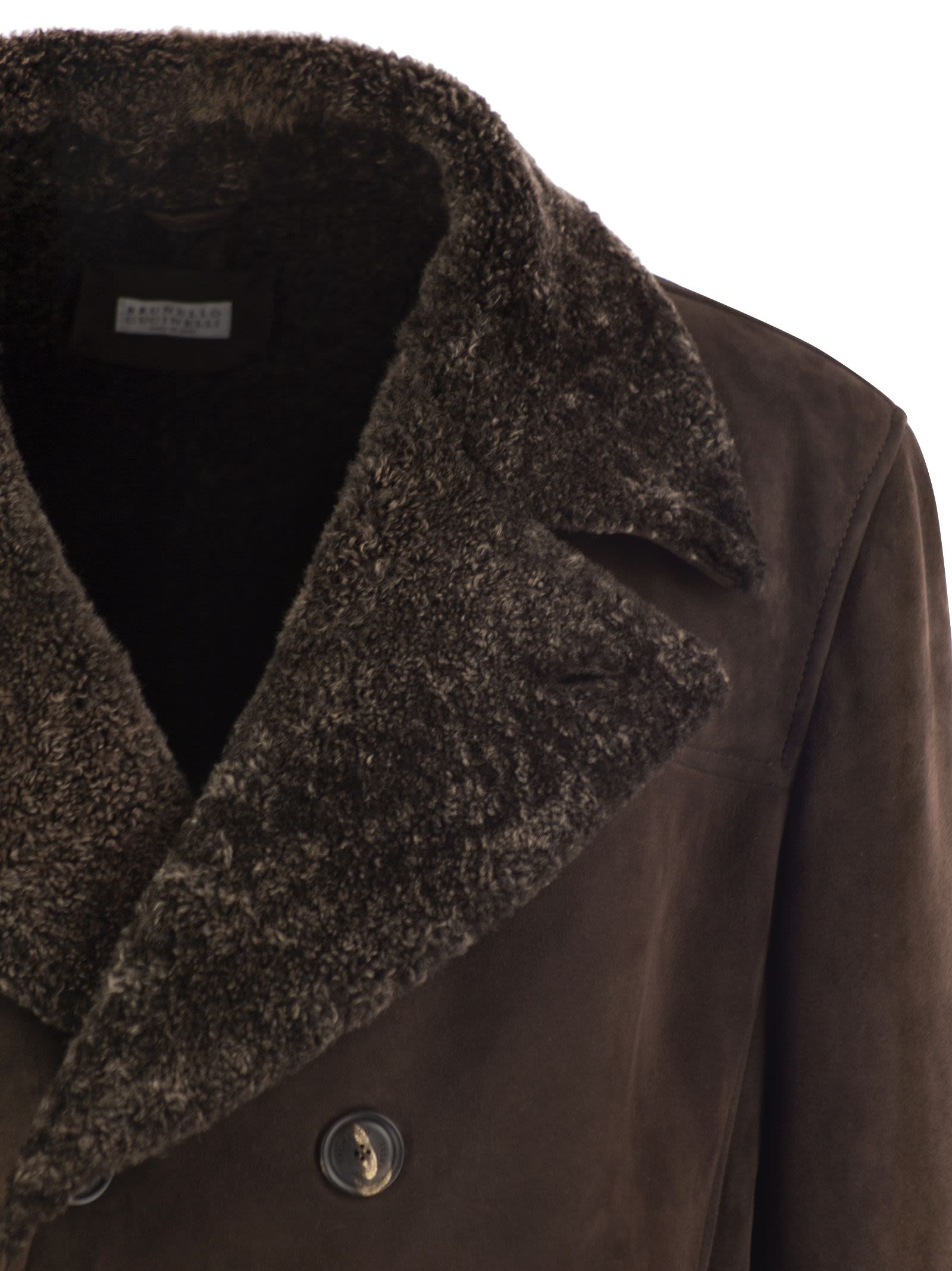 Brunello Cucinelli Men Double-Breasted Shearling Outerwear - 4
