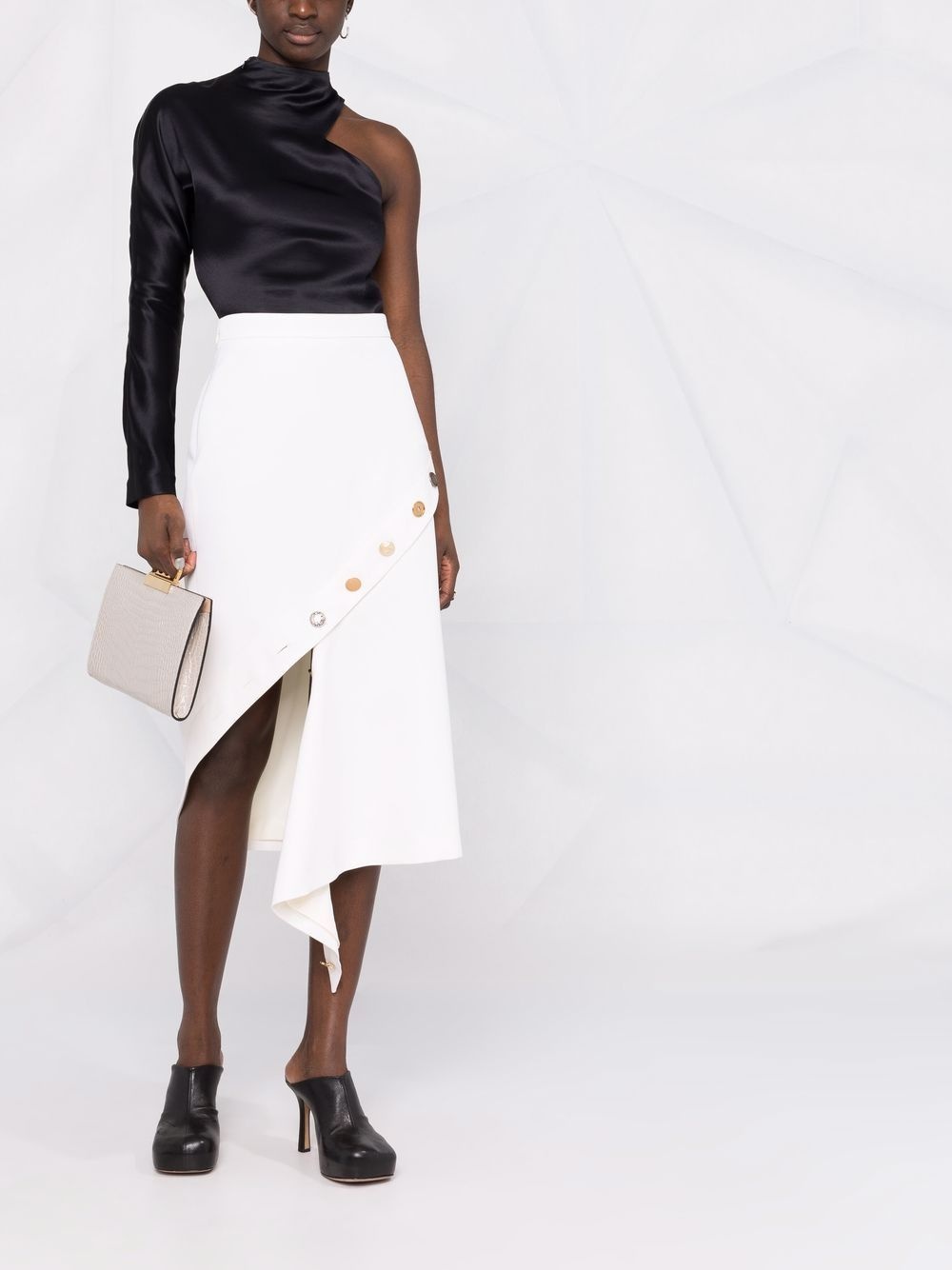 high-waisted asymmetric-hem skirt - 2