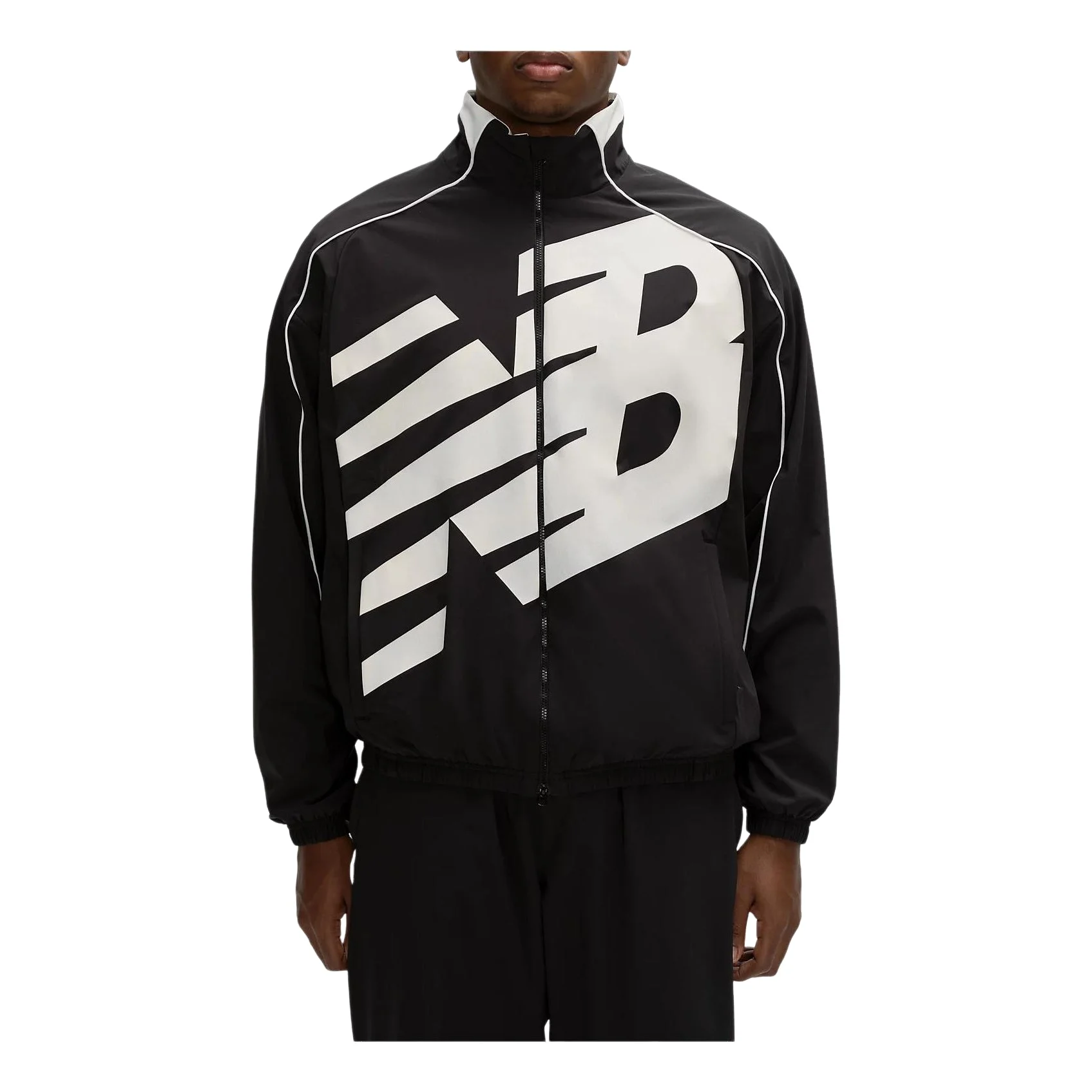 New Balance Basketball Oversized Print Woven Jacket 'Black' MJ61X398-BK - 1