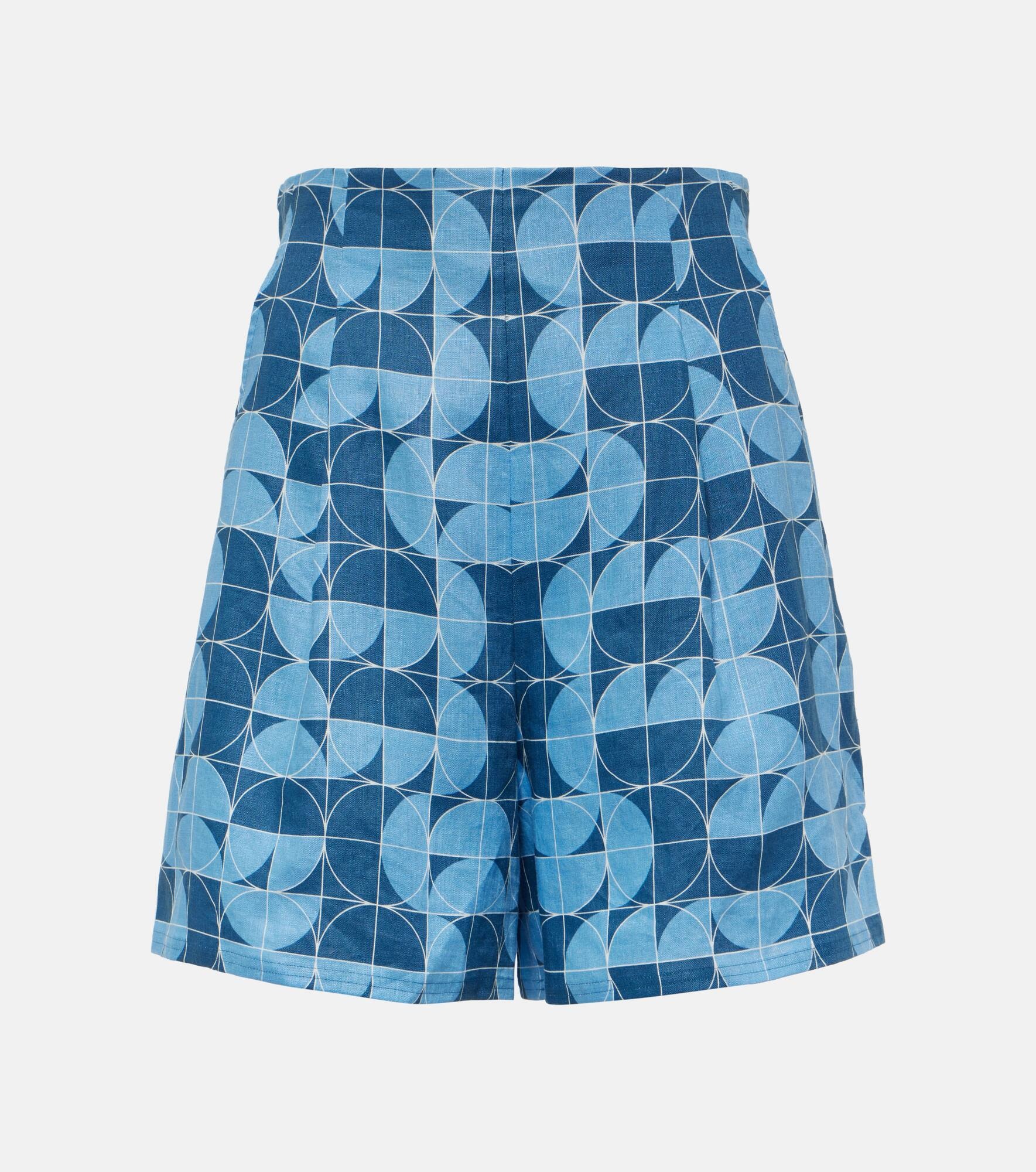 Okra printed linen shorts - 1