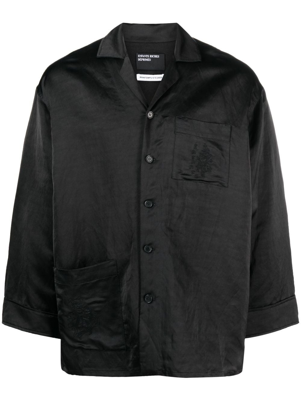 logo-embroidered long-sleeve shirt - 1