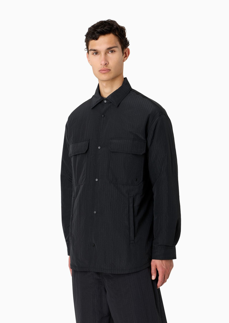 EMPORIO ARMANI Lightweight nylon seersucker water-repellent shirt jacket outlook