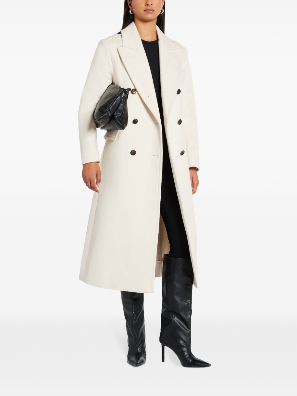 peak-lapel double-breasted coat - 3