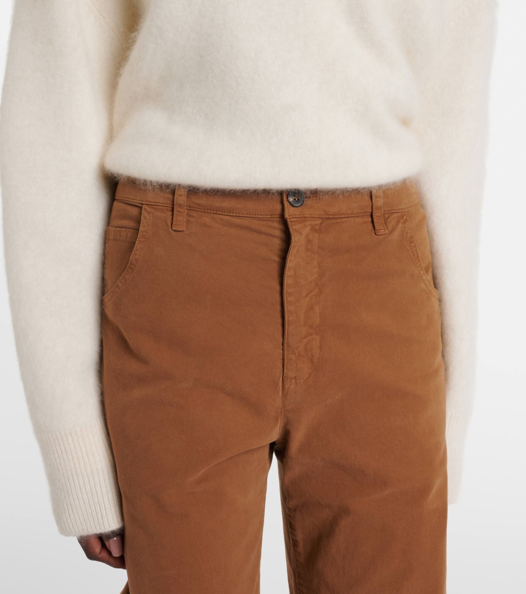 Emerson mid-rise cotton barrel-leg pants - 4