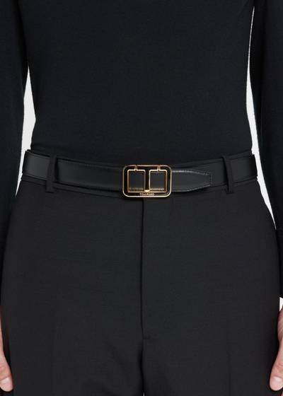 TOM FORD Men's T-Buckle Grained Leather Belt outlook