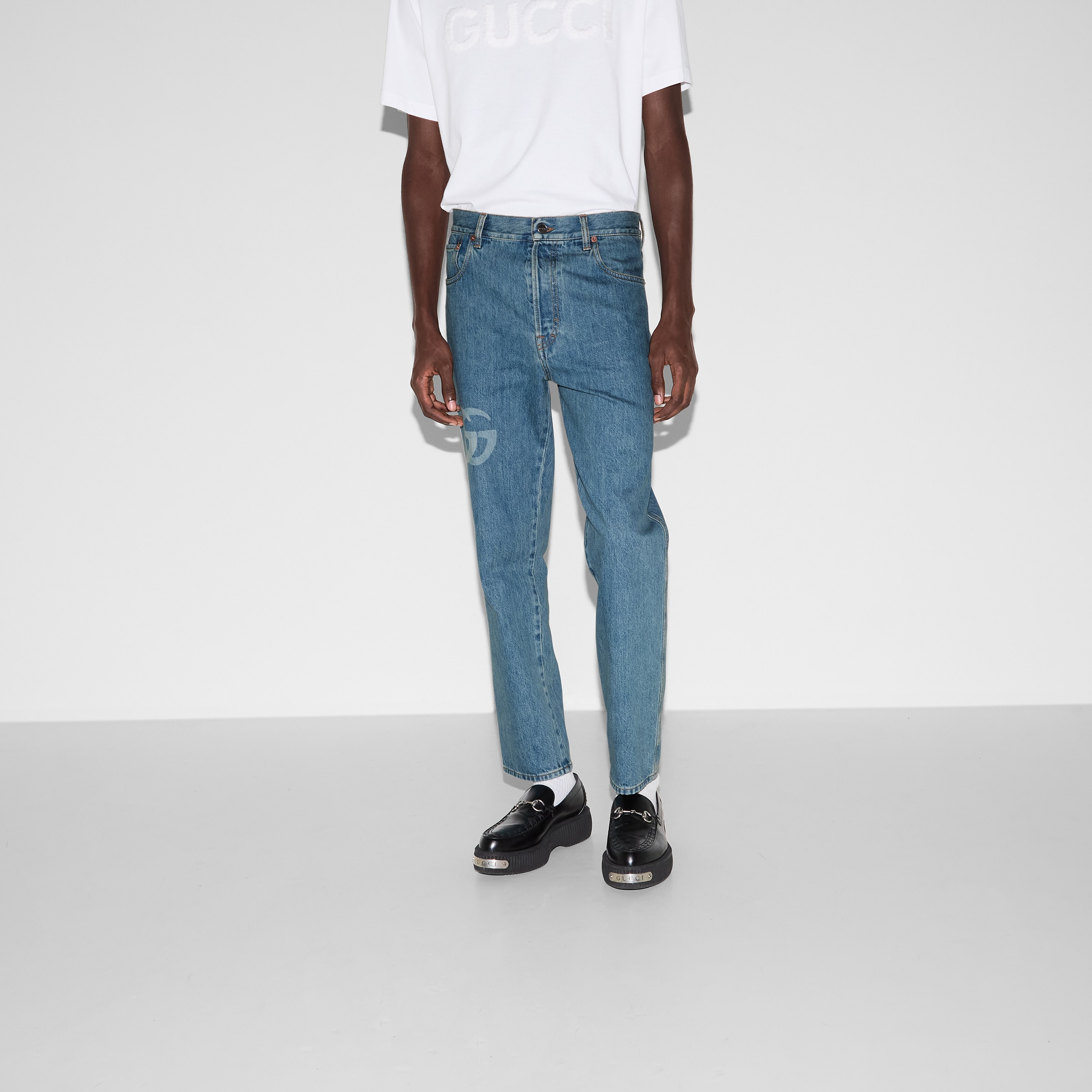 Lasered Double G denim pant - 3
