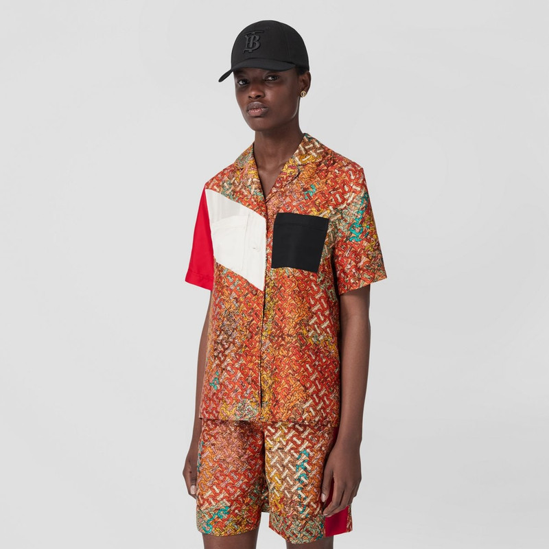 Burberry Monogram Map Print Silk Shorts outlook