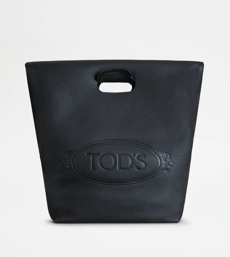SHOPPING TOTE IN LEATHER MEDIUM - BLACK 1