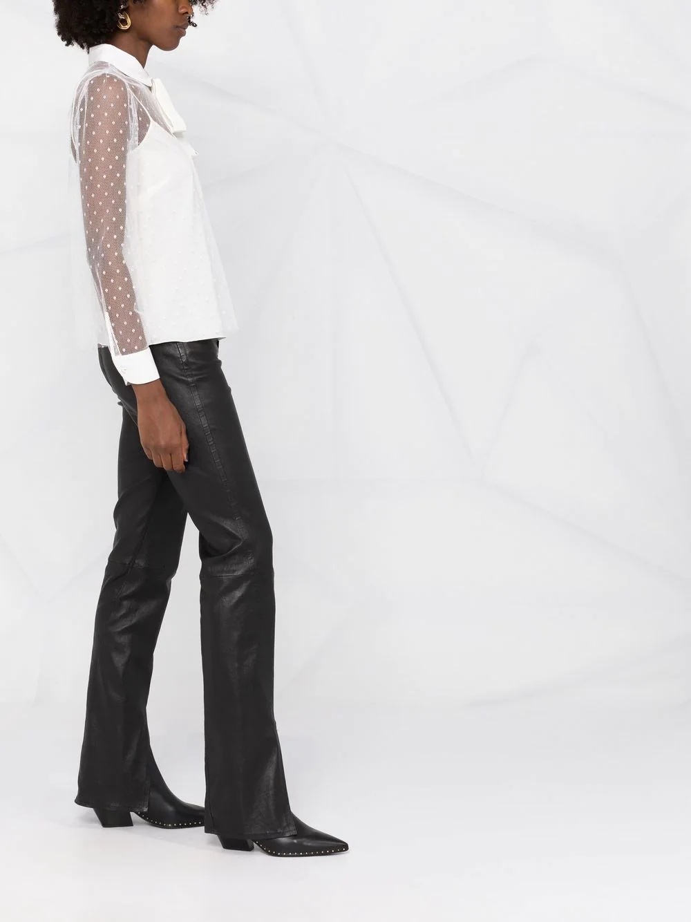 point d'esprit long-sleeved blouse - 6