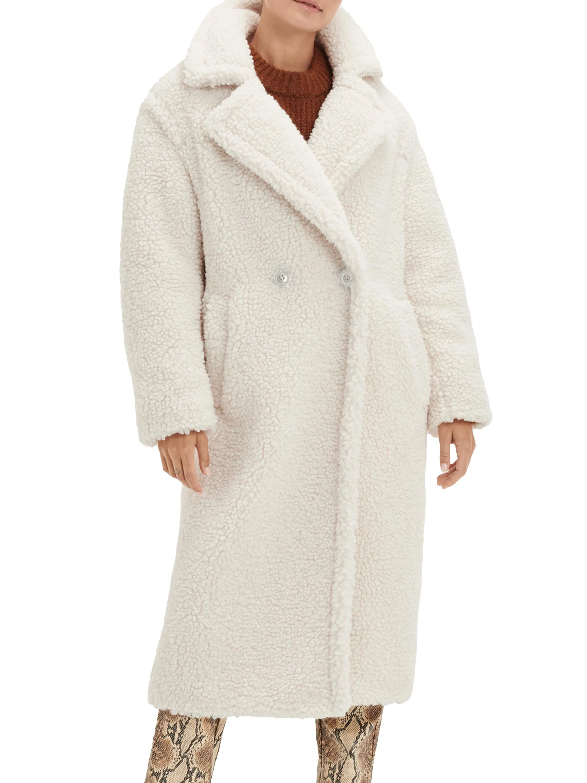 Women's Gertrude Long Teddy Coat - Winter White - 1