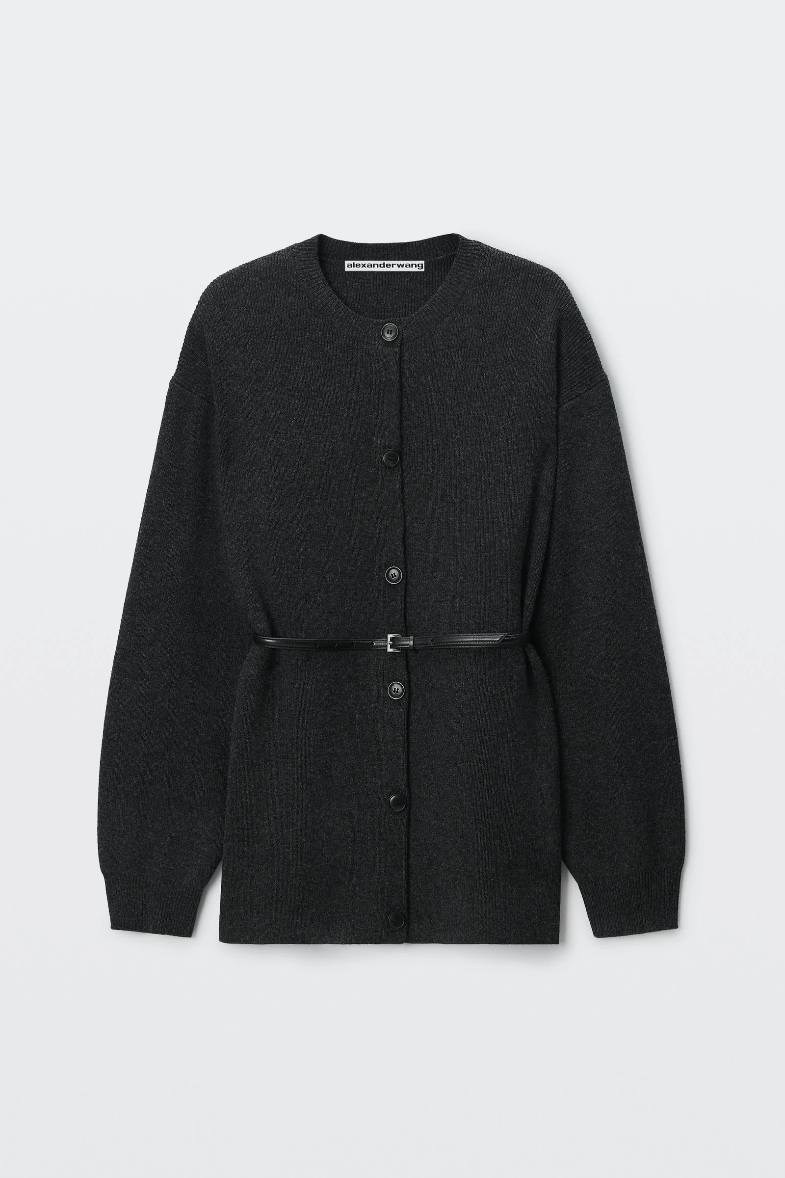 thermal pressed wool belted cardigan - 1