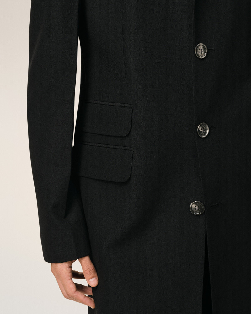 BLACK NEW WOOL STRAIGHT SIMPLE BREASTED COAT 4