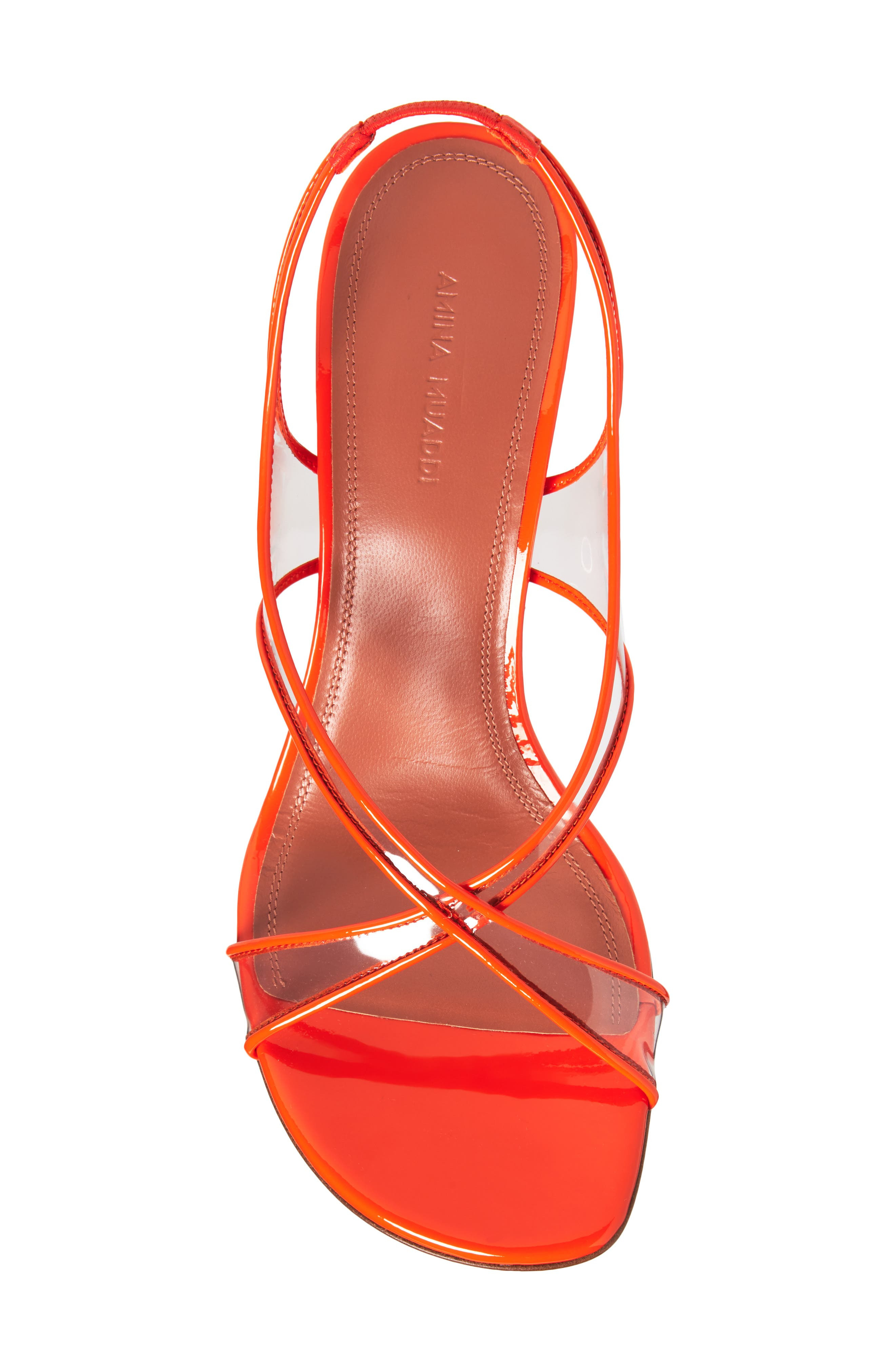 Amina Muaddi Lena Slingback Sandal in Patent Orange/Transparent at Nordstrom - 5