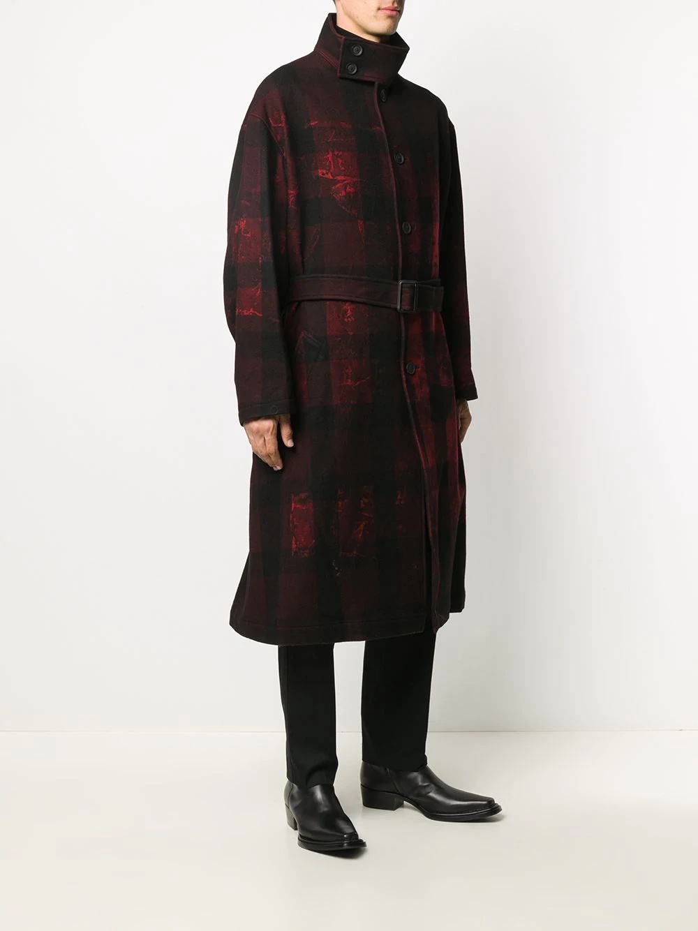 plaid check print coat - 3