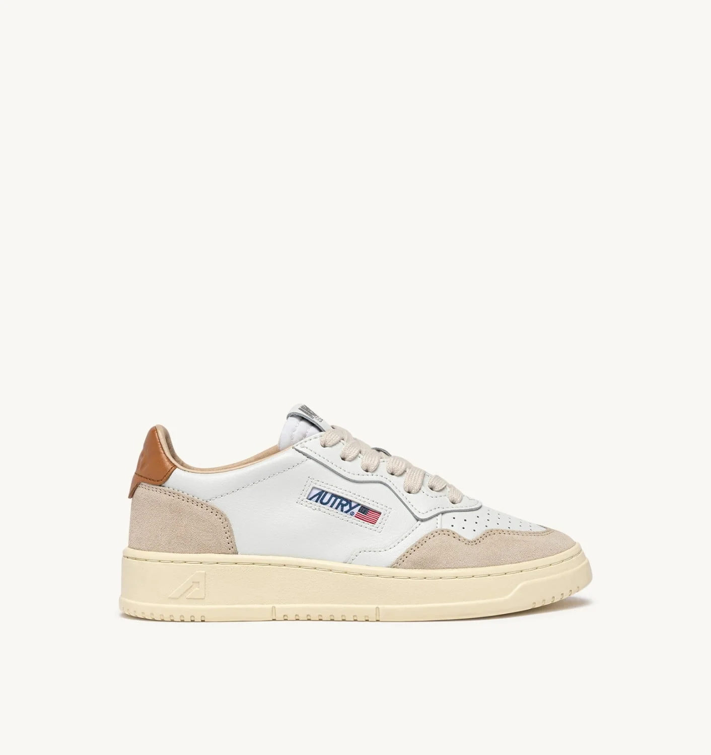 MEDALIST LOW SNEAKERS IN WHITE LEATHER AND LION SUEDE - 1