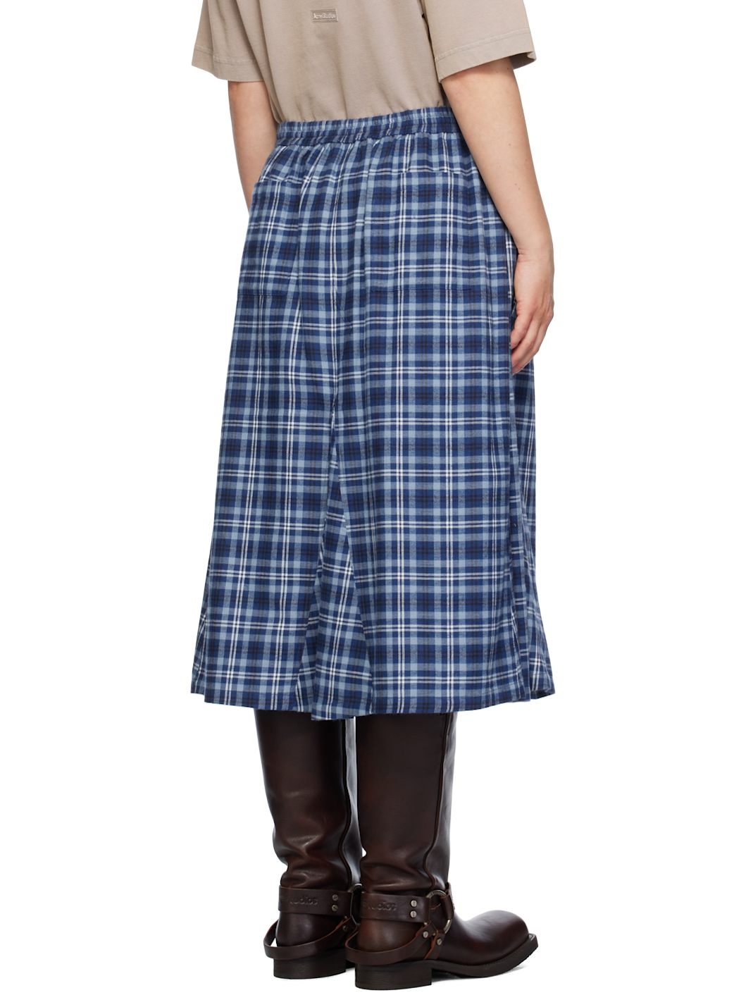 Blue Check Midi Skirt - 3