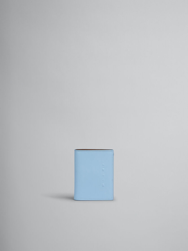 BLUE LEATHER BIFOLD WALLET WITH RAISED MARNI LOGO 1