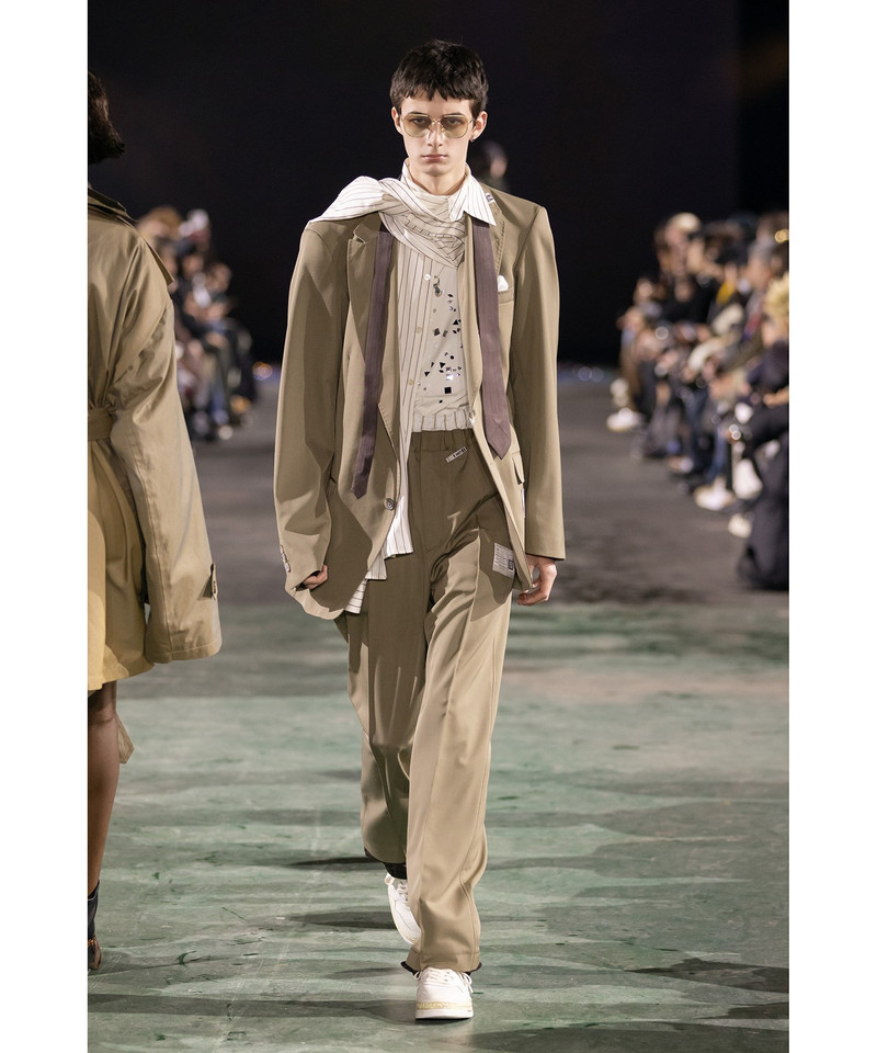 Mix Layered Wool Gabardine Pants 22