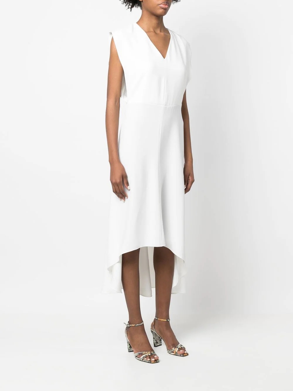 sleeveless V-neck midi dress - 3