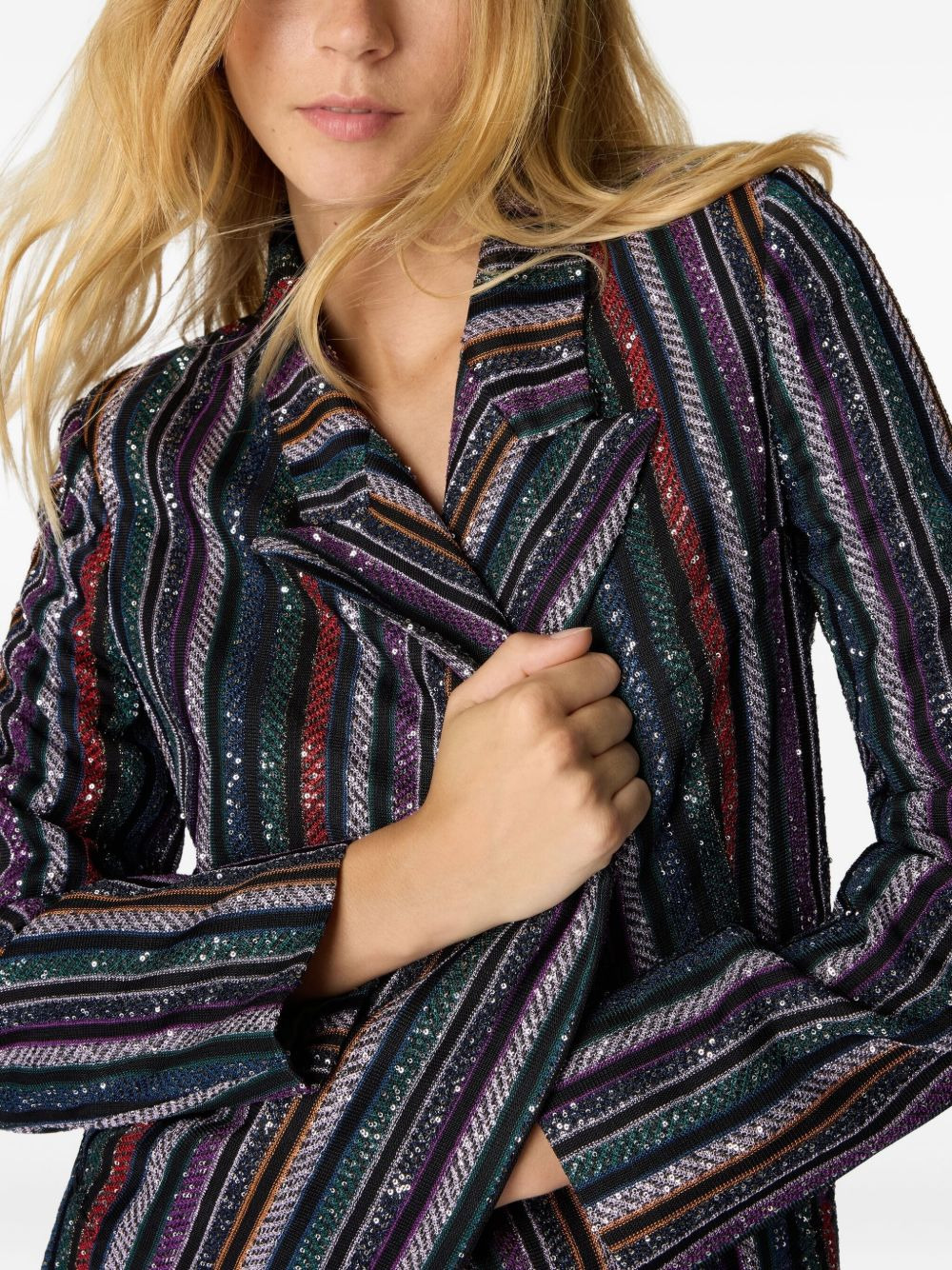 sequin-striped jacket - 4