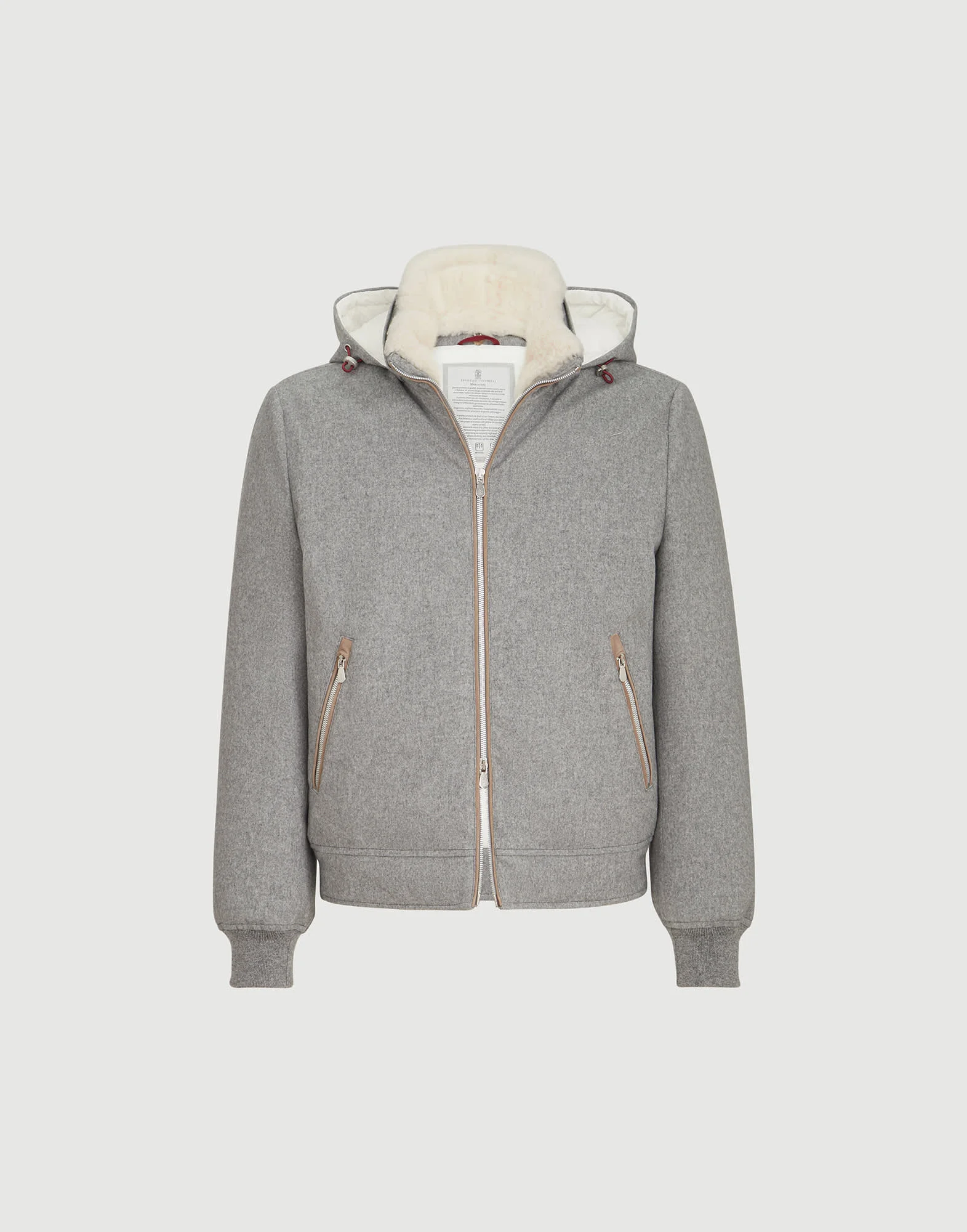 Bonded wool flannel down jacket with detachable hood - 1