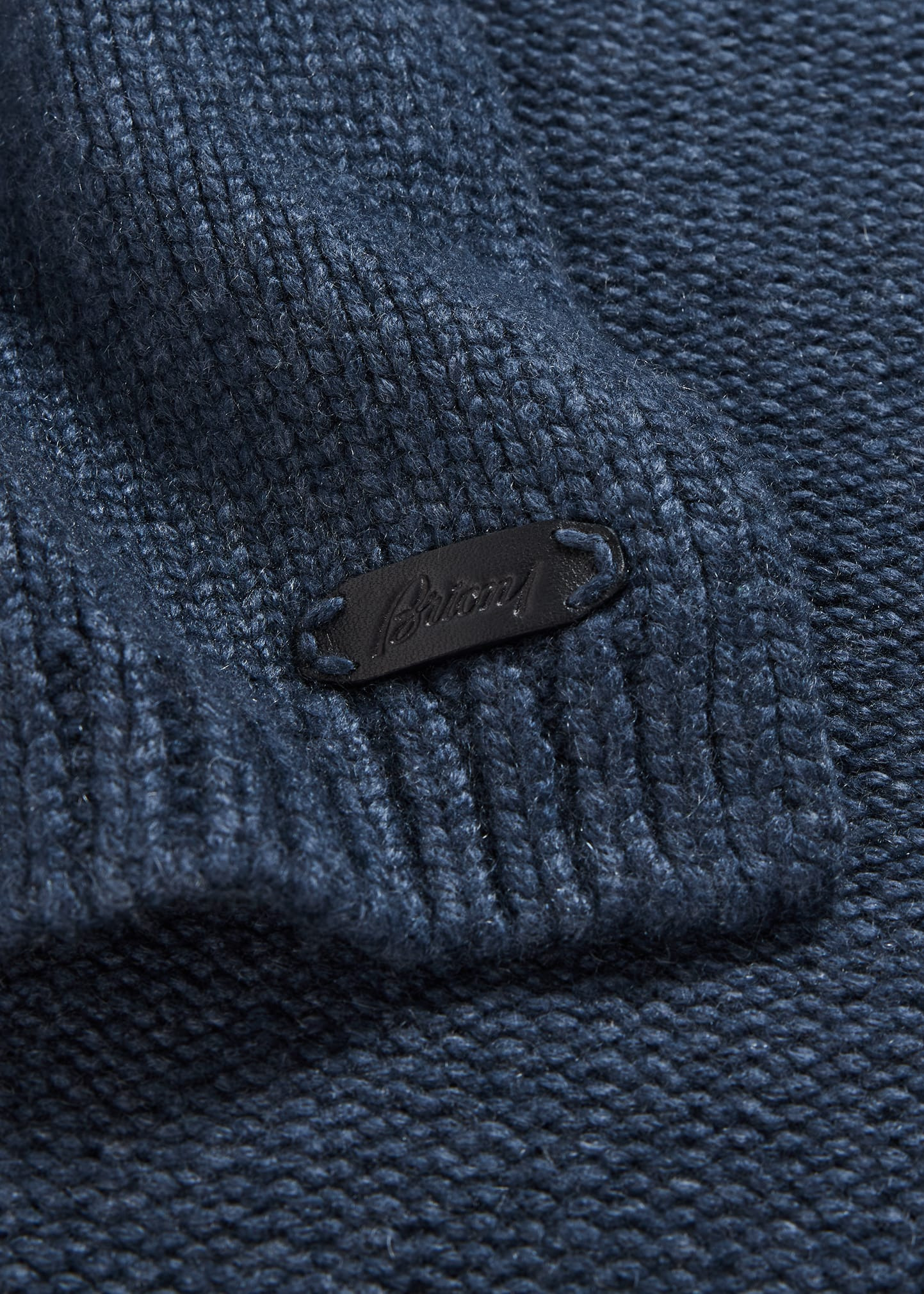 Men's Cashmere Knit Leather-Label Scarf - 4