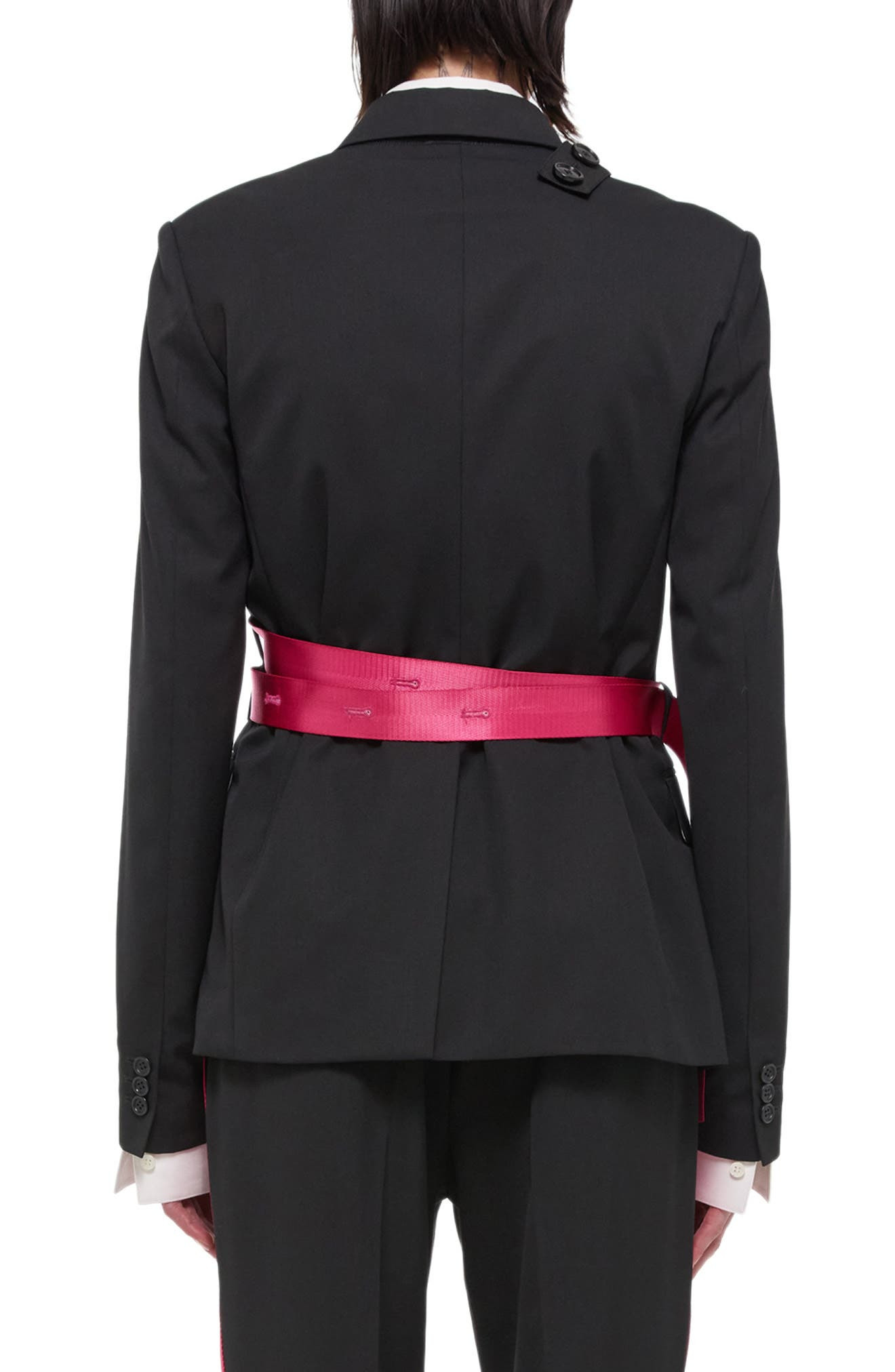 Helmut Lang Seat Belt Virgin Wool Blazer in Black/Fuschia at Nordstrom - 2