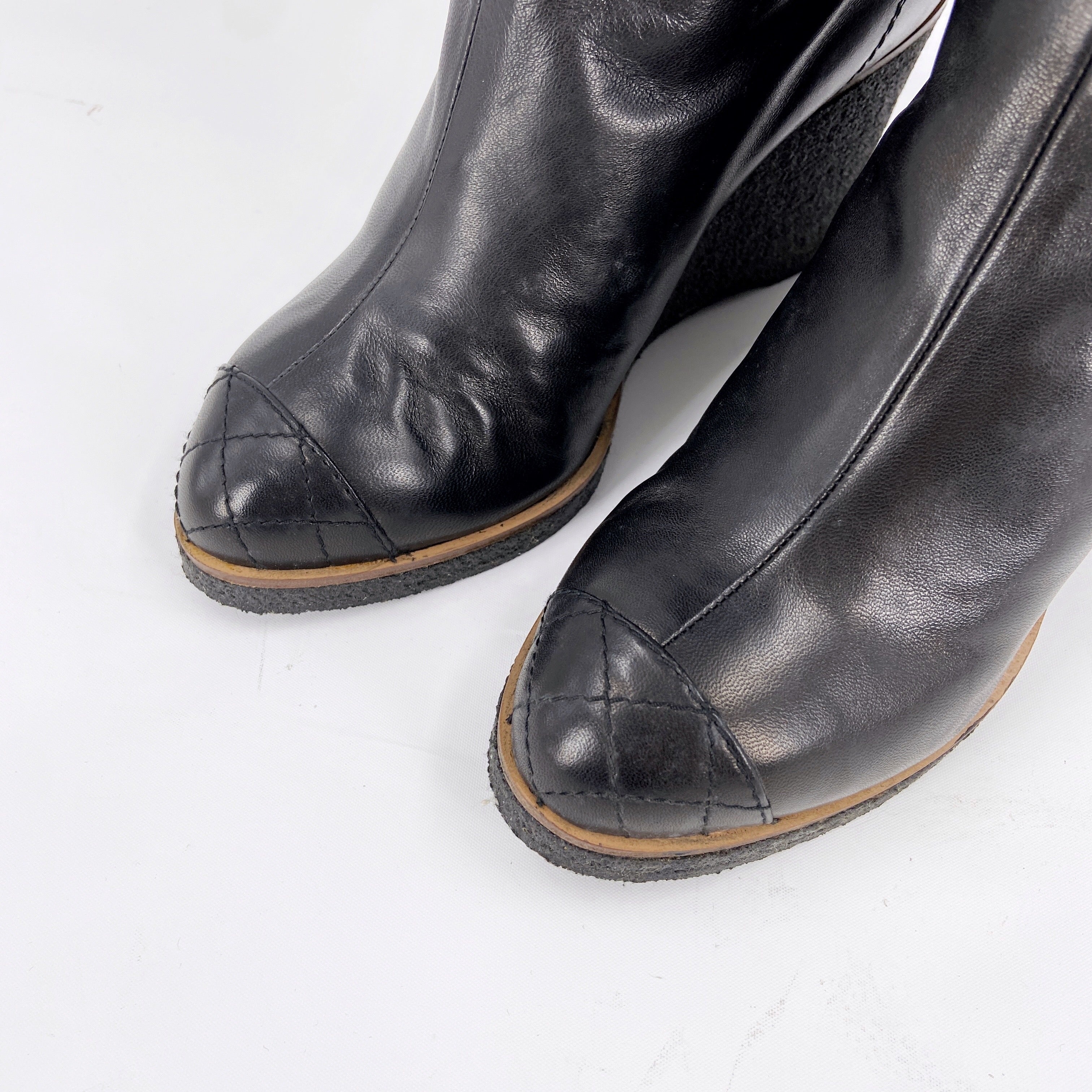 Chanel Fall 2006 Karl Lagerfeld Shearling Lambskin Wedge Long Boot 38 - 6