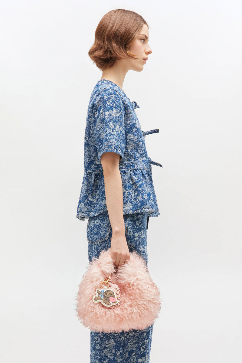 GANNI PINK FUR MINI HOBO BAG outlook