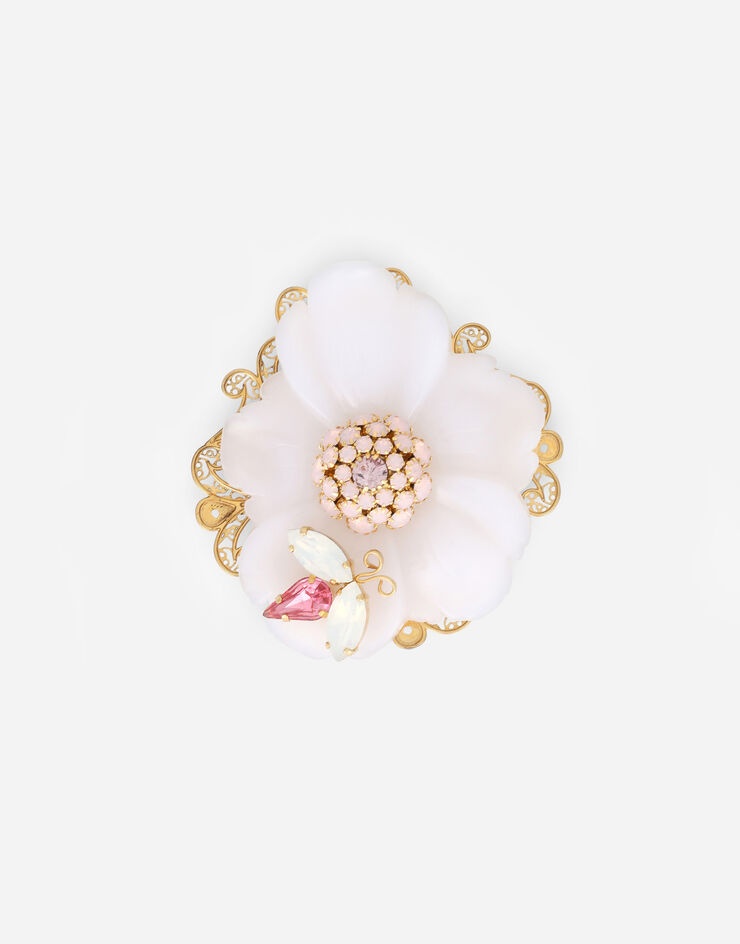 Metal brooch with resin flower - 1