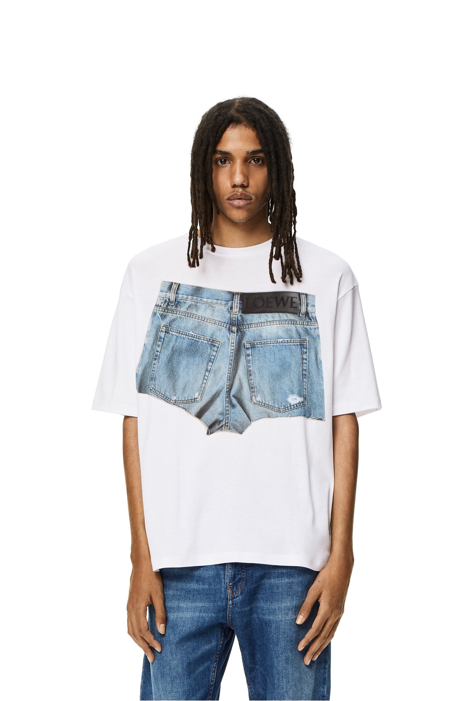 Denim shorts print T-shirt in cotton - 3