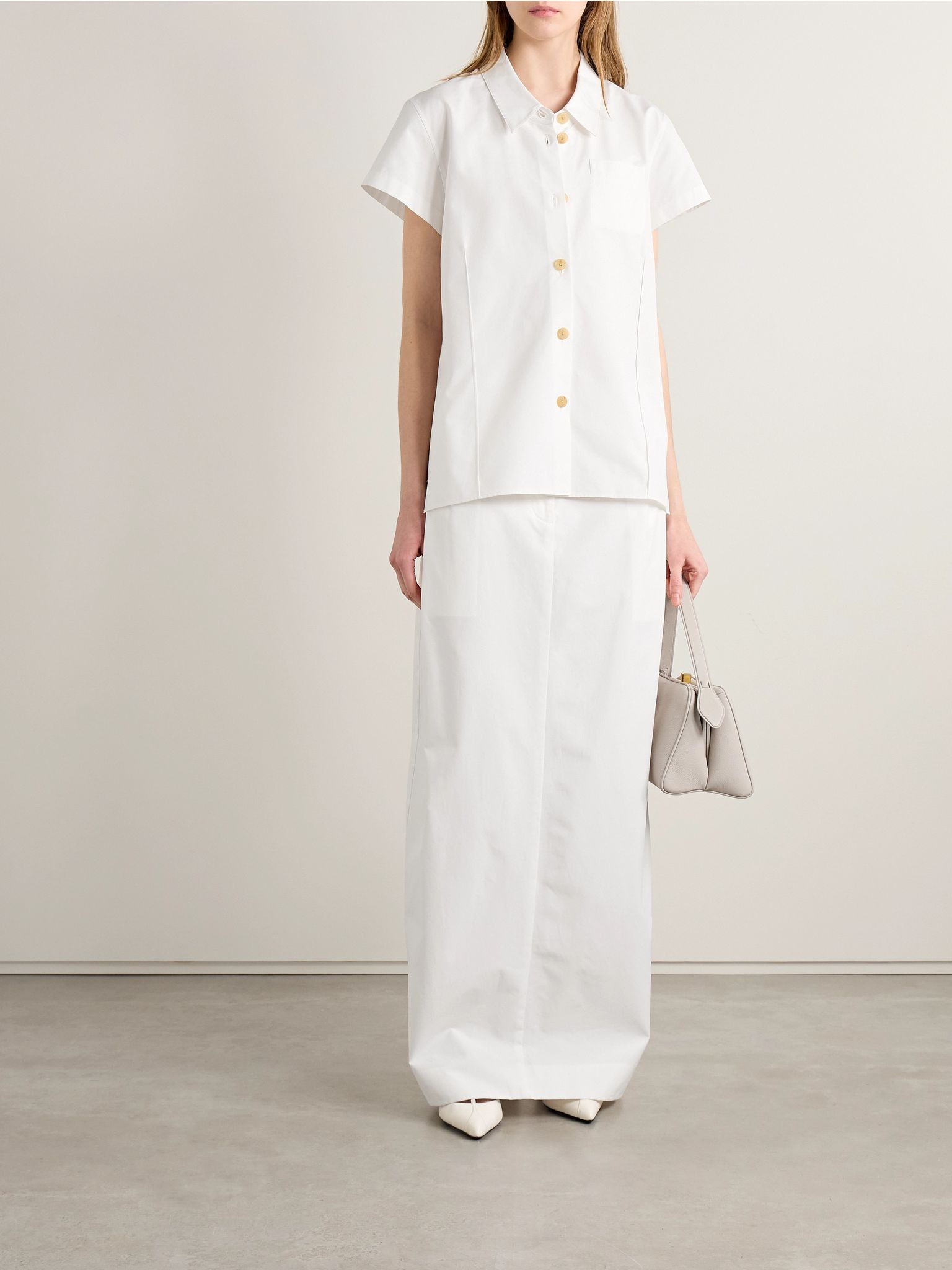 Lucian pleated cotton-poplin maxi skirt White - 2