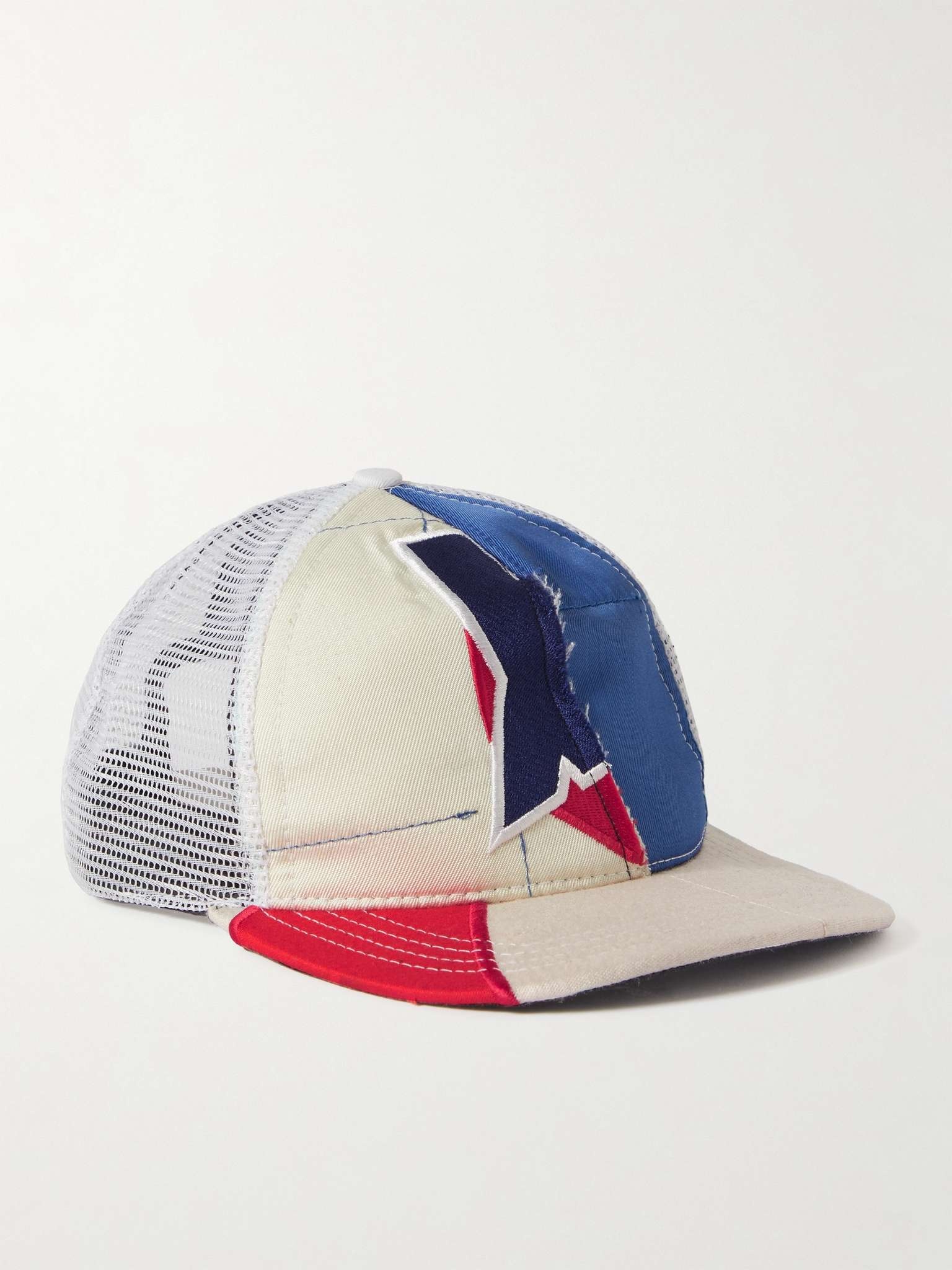Embroidered Patchwork Upcycled Canvas, Mesh and Twill Trucker Cap - 1