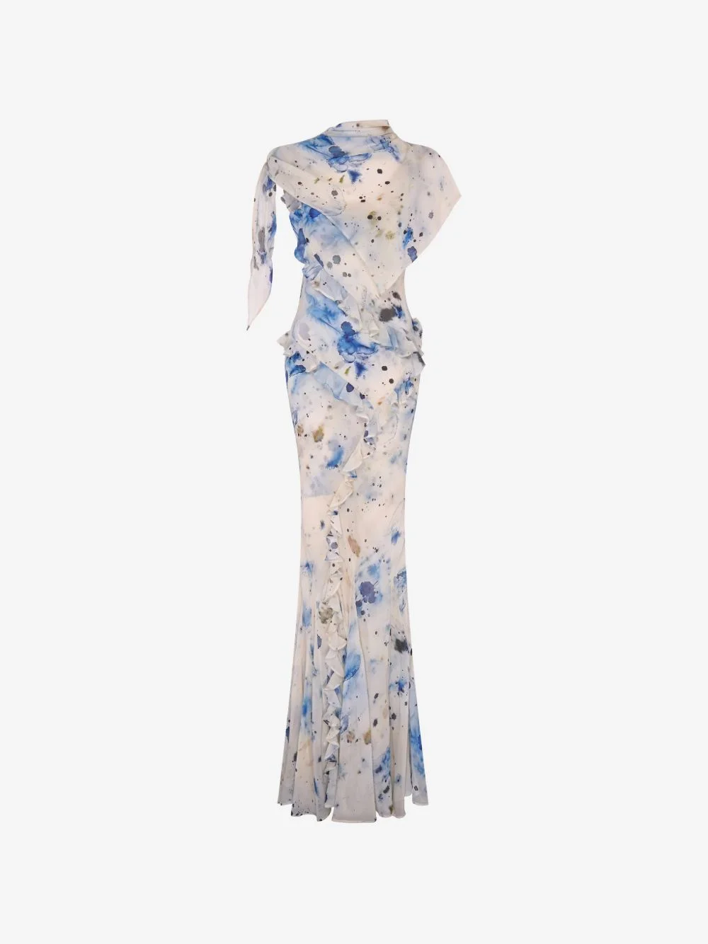ruffled printed maxi dress - 1