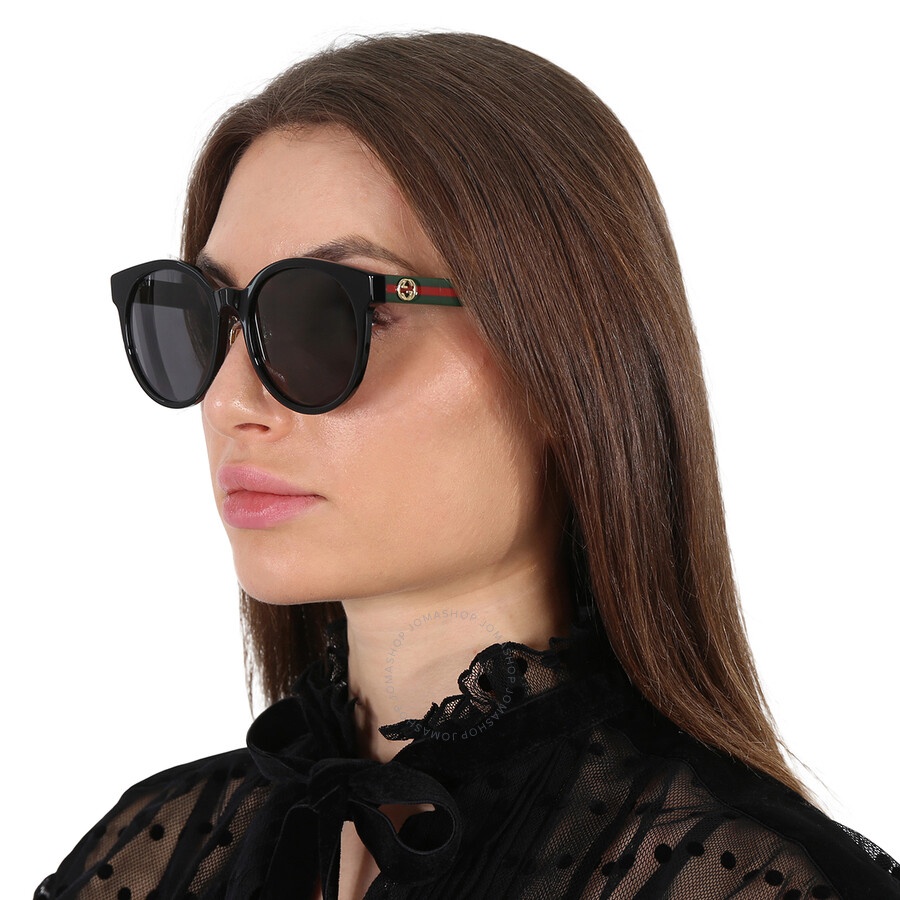 Gucci Grey Round Ladies Sunglasses GG0416SK 002 55 - 2