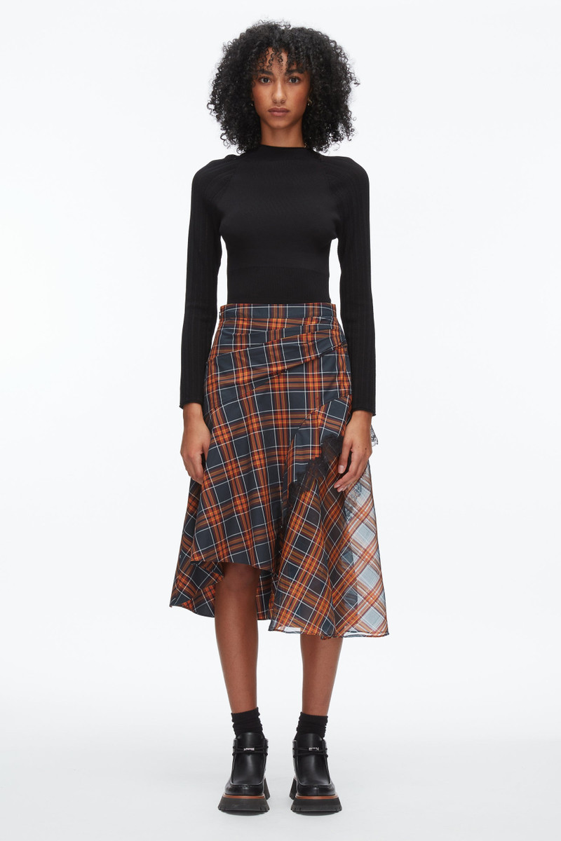3.1 Phillip Lim Plaid Mix Draped Midi Skirt outlook