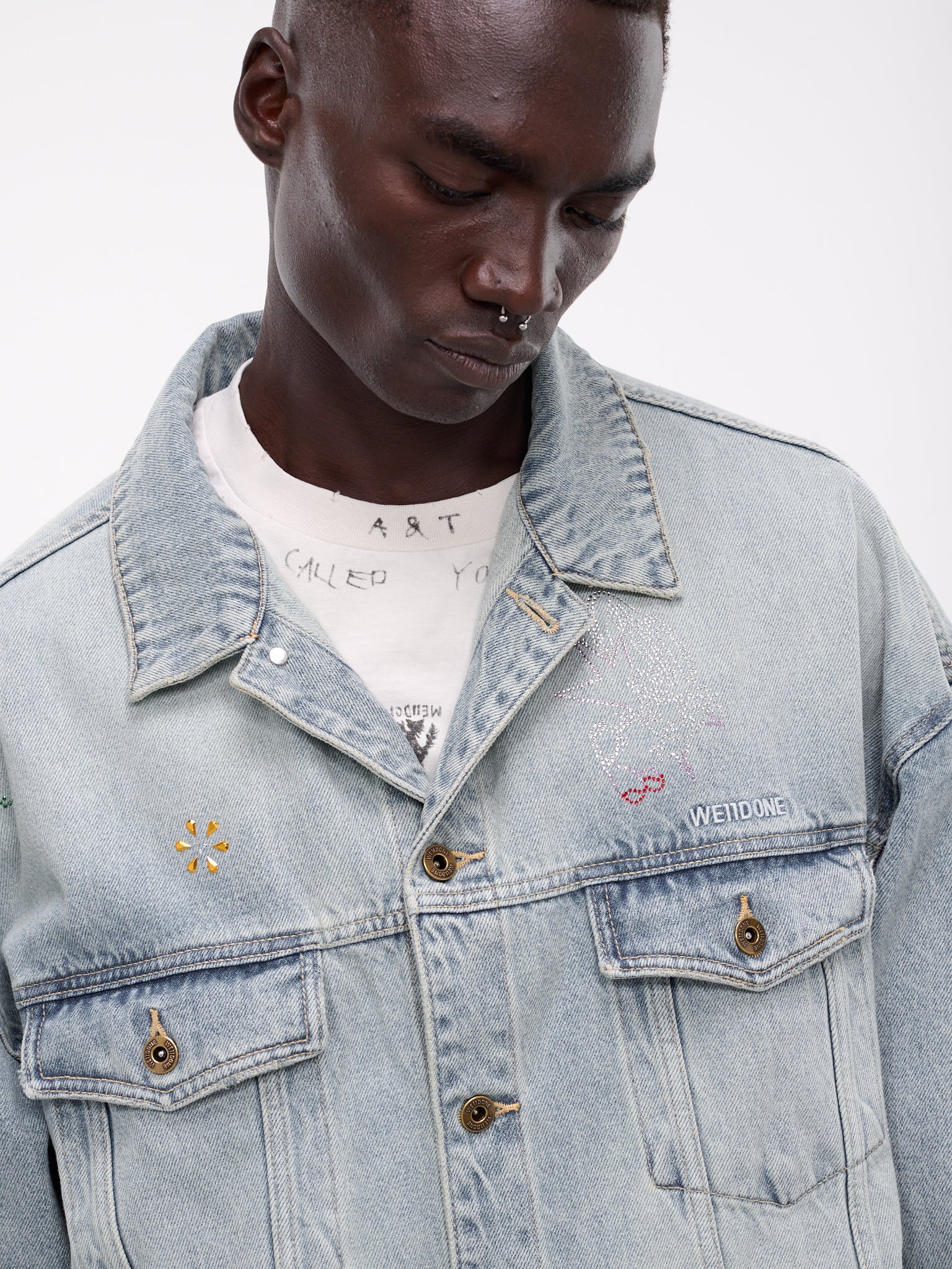 Rhinestone Oversized Denim Jacket - 5