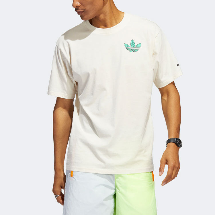 adidas originals Trefoil Leaves Back Large Logo Alphabet Printing Athleisure Casual Sports Short Sle - 3