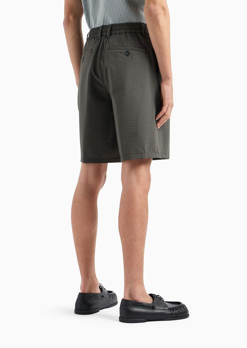 Technical seersucker, elasticated-waist chino Bermuda shorts 3