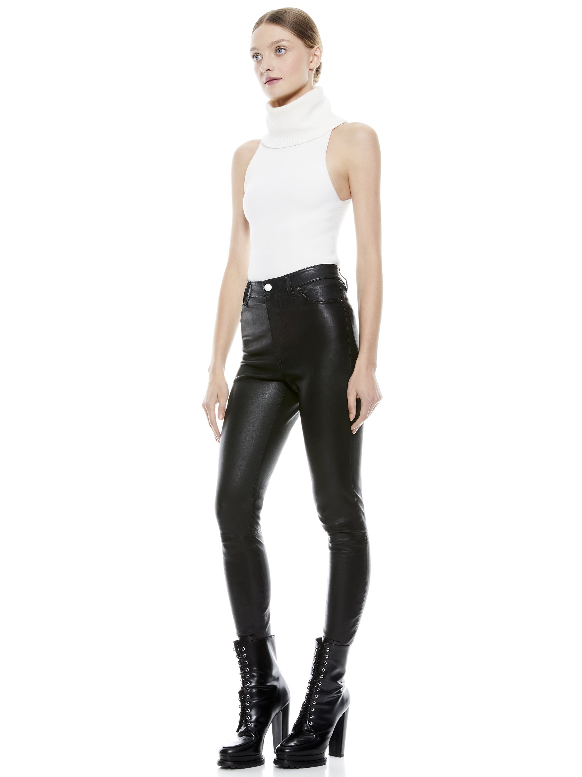 MIKAH SINGLE BUTTON LEATHER PANT - 6